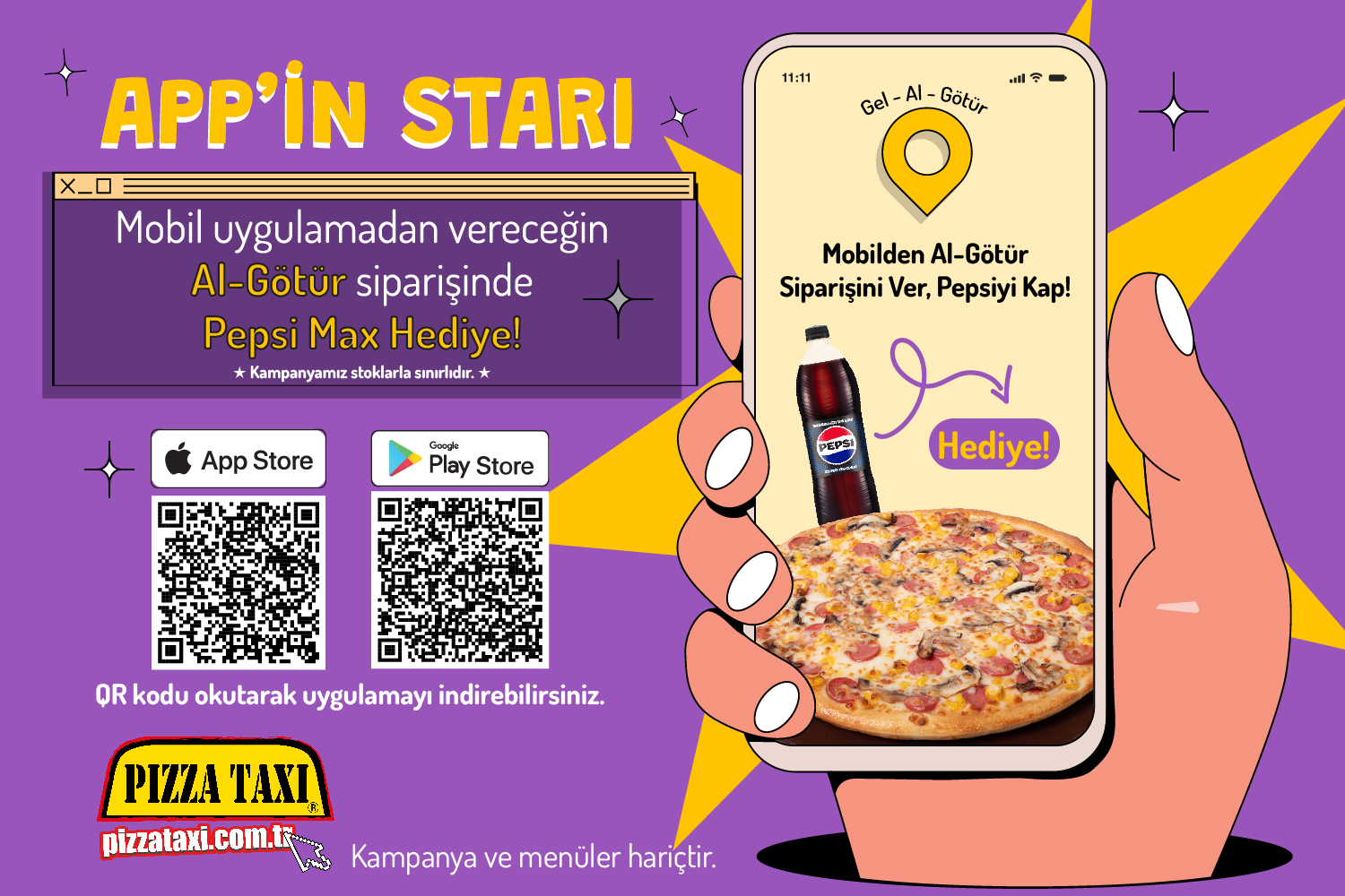 Pizza Taxi Yeni Uygulama Pepsi Hediyeli
